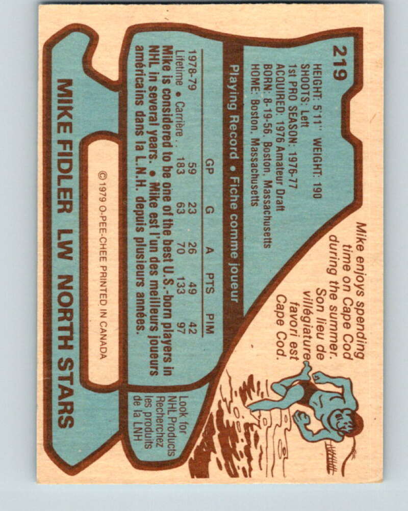 1979-80 O-Pee-Chee #219 Mike Fidler Minnesota North Stars V18837