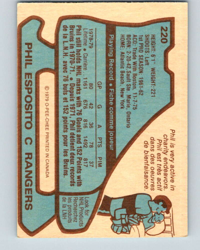 1979-80 O-Pee-Chee #220 Phil Esposito New York Rangers V18842