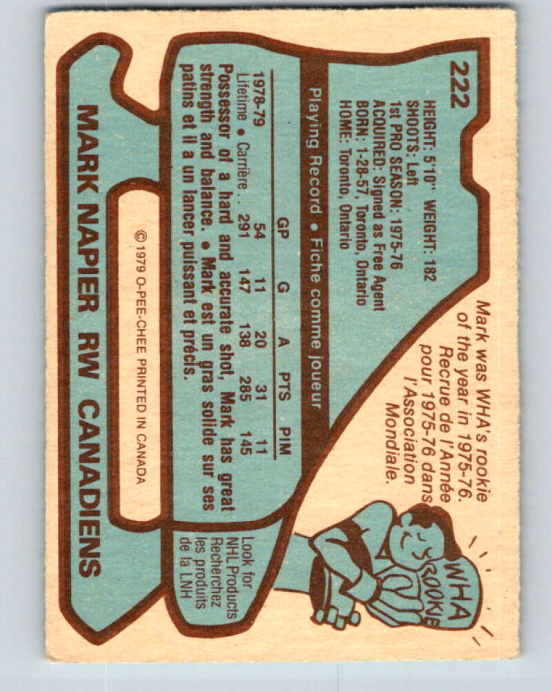 1979-80 O-Pee-Chee #222 Mark Napier Montreal Canadiens V18857