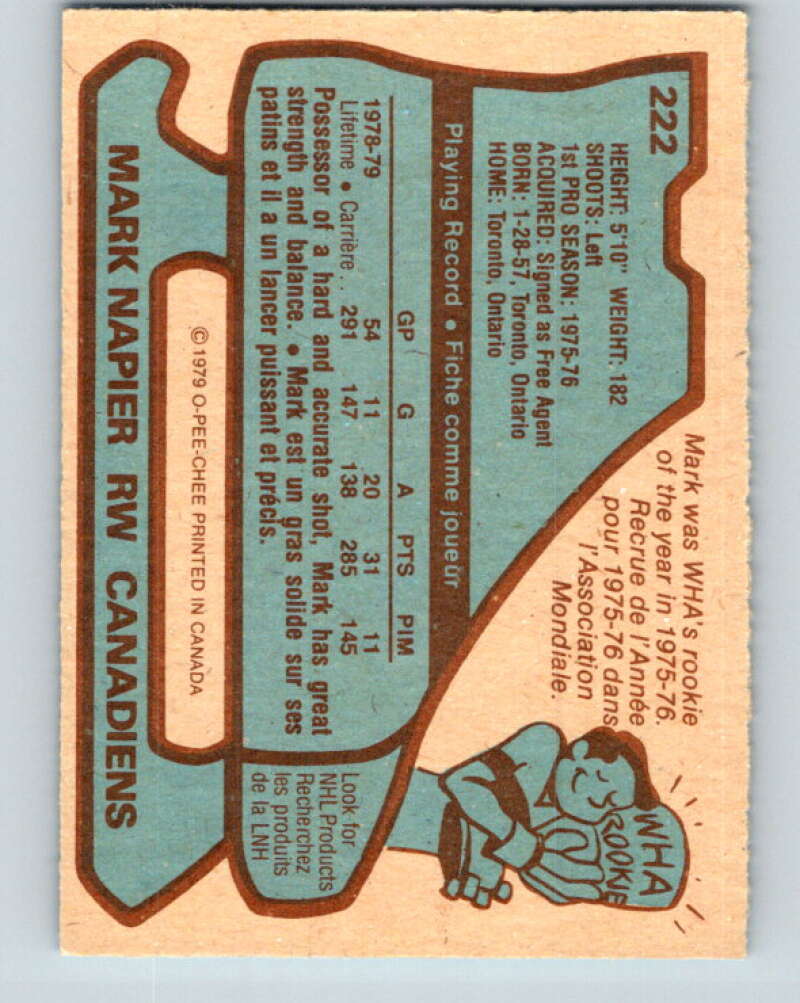 1979-80 O-Pee-Chee #222 Mark Napier Montreal Canadiens V18863
