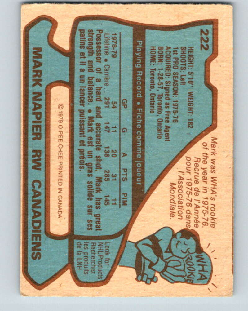 1979-80 O-Pee-Chee #222 Mark Napier Montreal Canadiens V18865