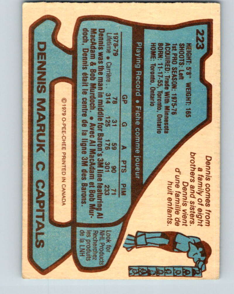 1979-80 O-Pee-Chee #223 Dennis Maruk Washington Capitals V18877