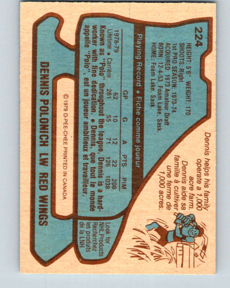 1979-80 O-Pee-Chee #224 Dennis Polonich Detroit Red Wings V18878