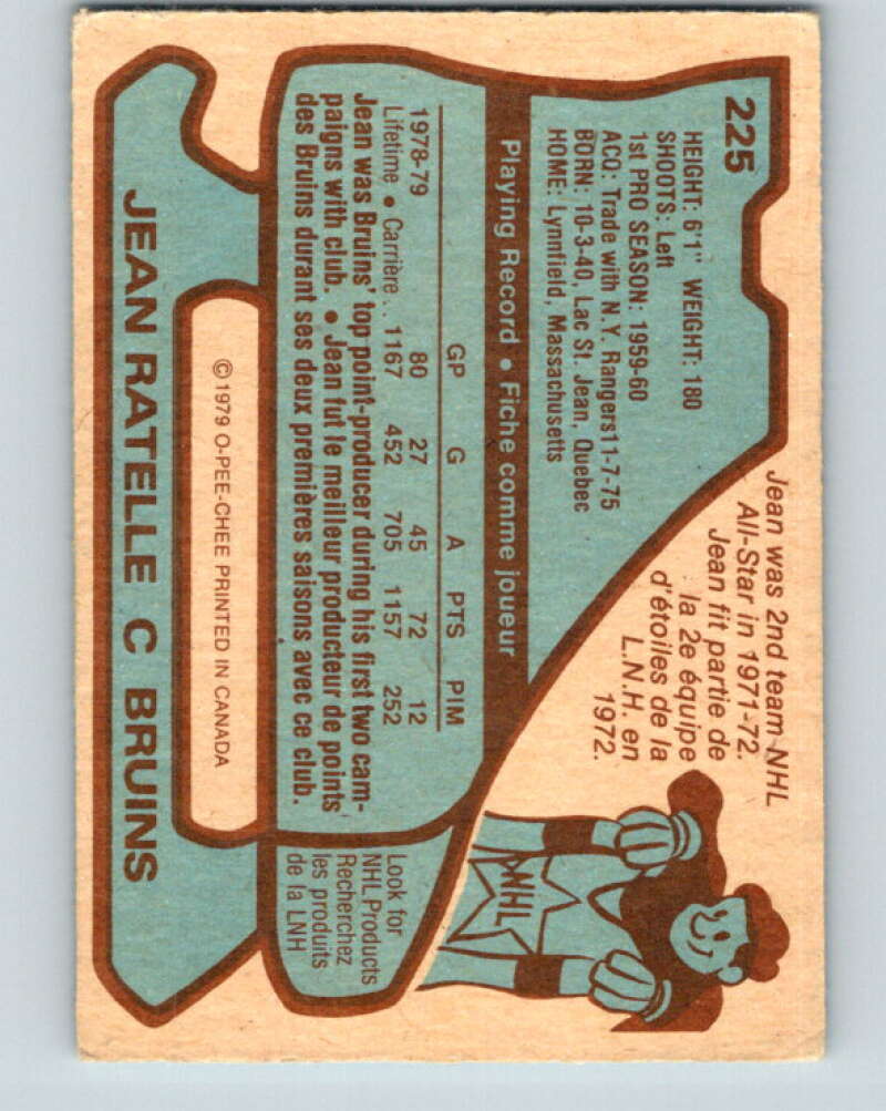 1979-80 O-Pee-Chee #225 Jean Ratelle Boston Bruins V18888