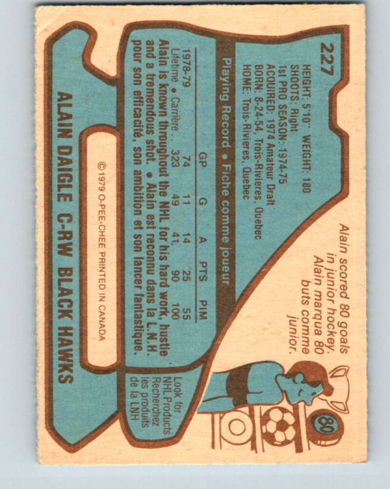 1979-80 O-Pee-Chee #227 Alain Daigle Chicago Blackhawks V18907