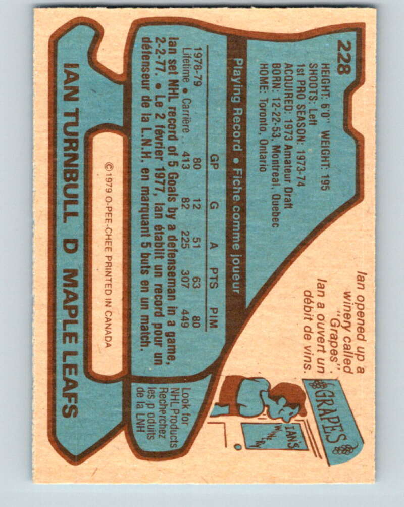 1979-80 O-Pee-Chee #228 Ian Turnbull Toronto Maple Leafs V18916