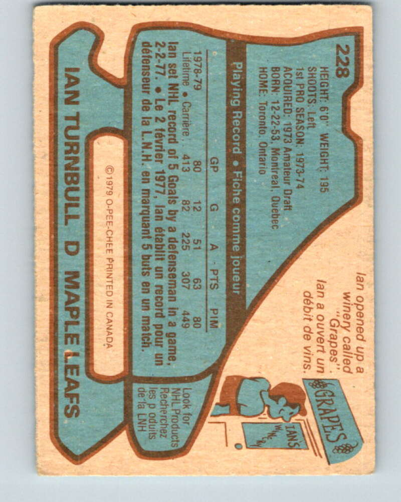 1979-80 O-Pee-Chee #228 Ian Turnbull Toronto Maple Leafs V18917