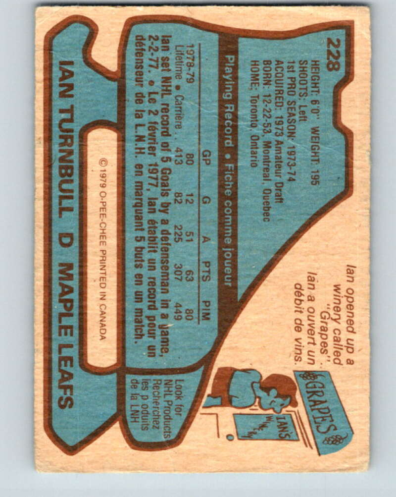 1979-80 O-Pee-Chee #228 Ian Turnbull Toronto Maple Leafs V18918