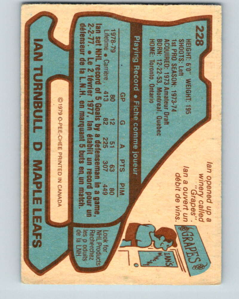 1979-80 O-Pee-Chee #228 Ian Turnbull Toronto Maple Leafs V18922