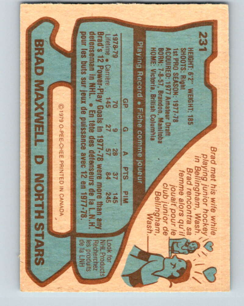 1979-80 O-Pee-Chee #231 Brad Maxwell Minnesota North Stars V18951