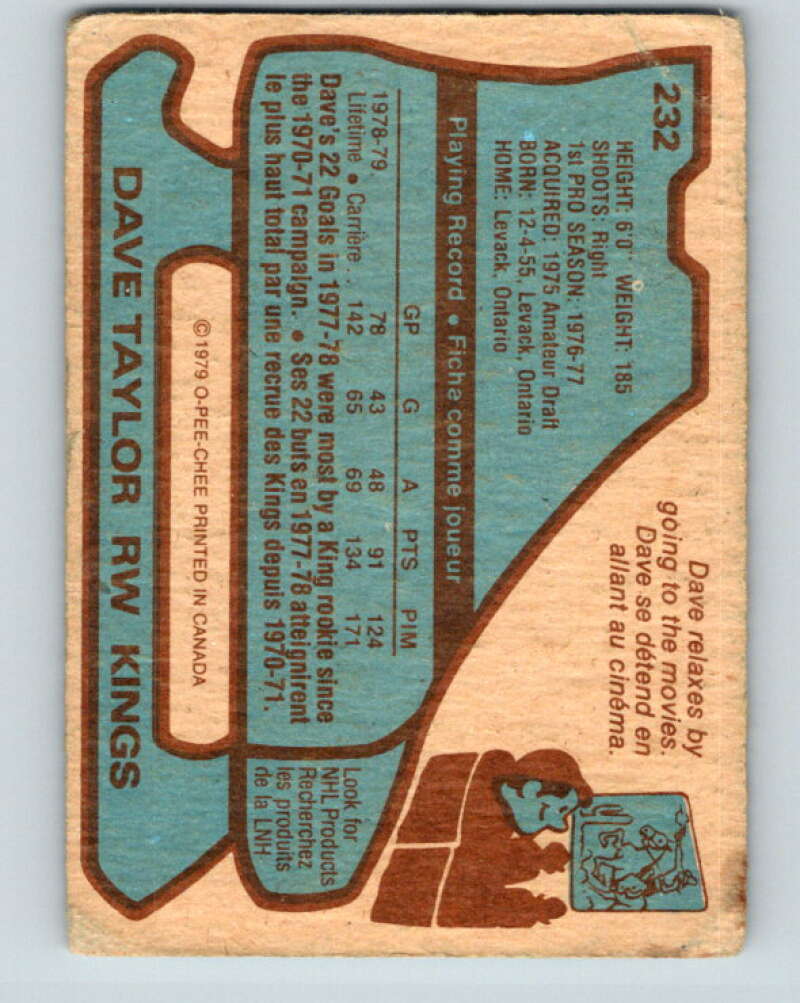 1979-80 O-Pee-Chee #232 Dave Taylor Los Angeles Kings V18978