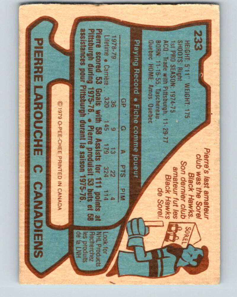 1979-80 O-Pee-Chee #233 Pierre Larouche Montreal Canadiens V18981
