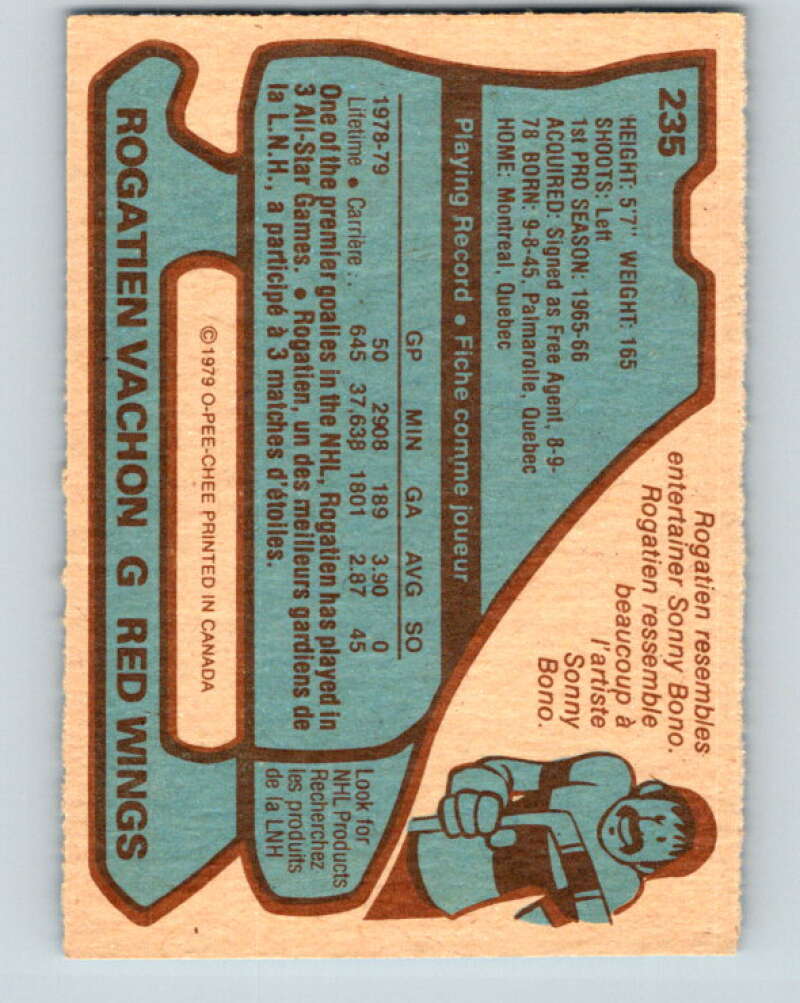 1979-80 O-Pee-Chee #235 Rogie Vachon Detroit Red Wings V18999