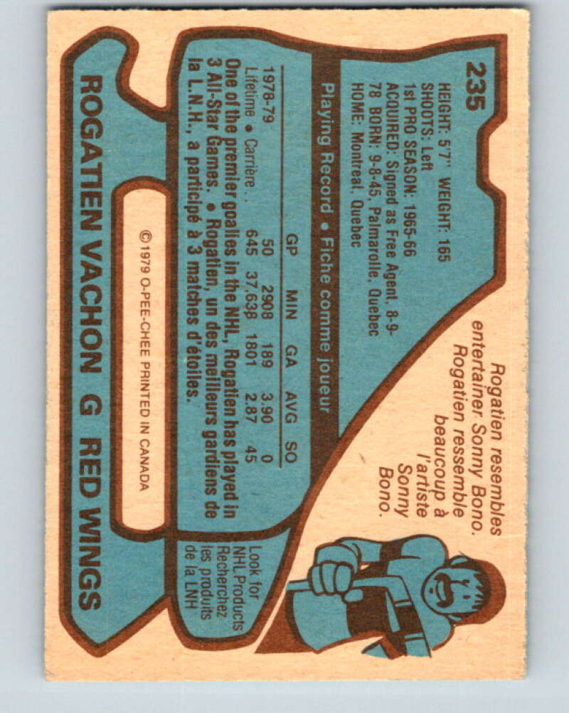 1979-80 O-Pee-Chee #235 Rogie Vachon Detroit Red Wings V19001