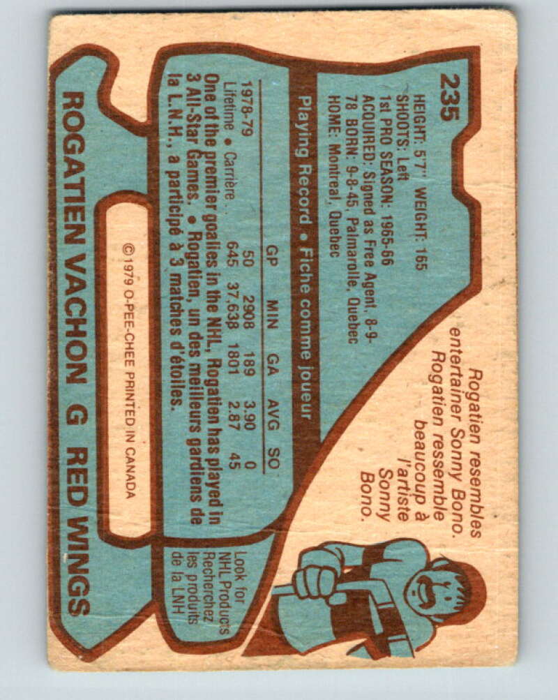 1979-80 O-Pee-Chee #235 Rogie Vachon Detroit Red Wings V19003