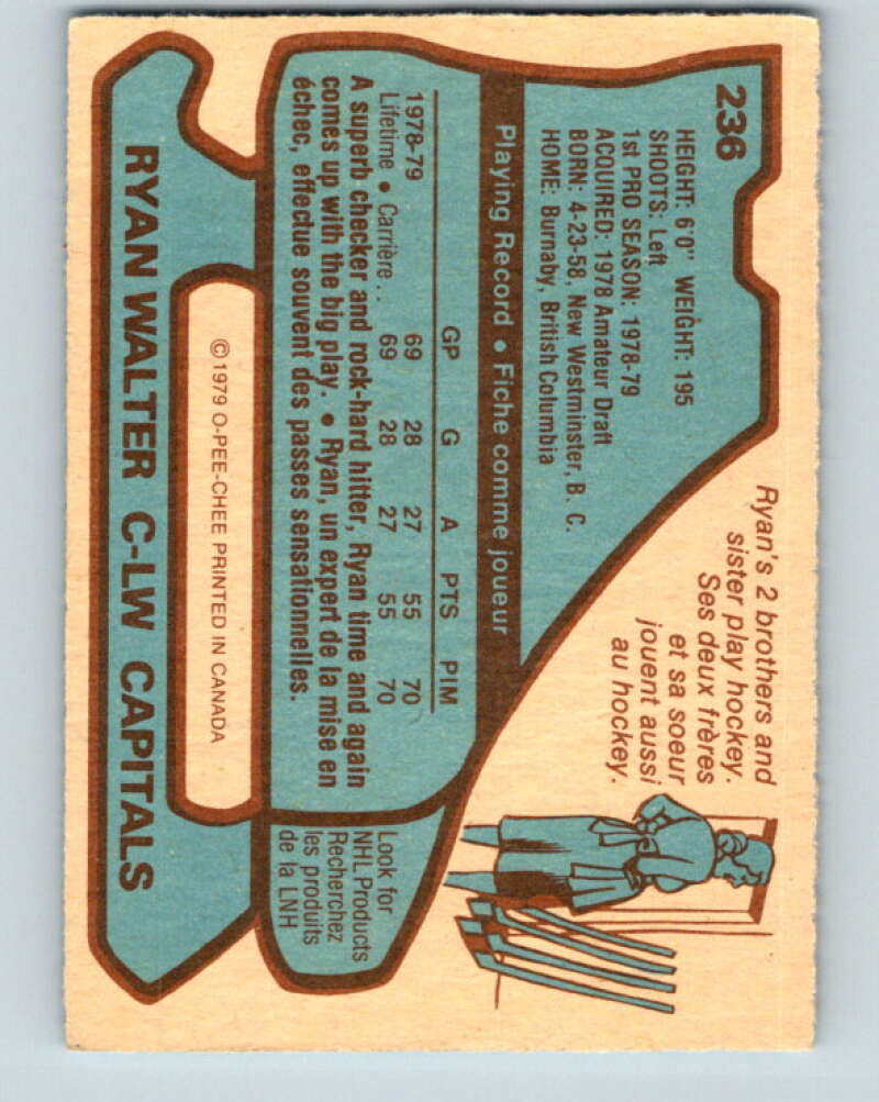 1979-80 O-Pee-Chee #236 Ryan Walter RC Rookie Washington Capitals V19011