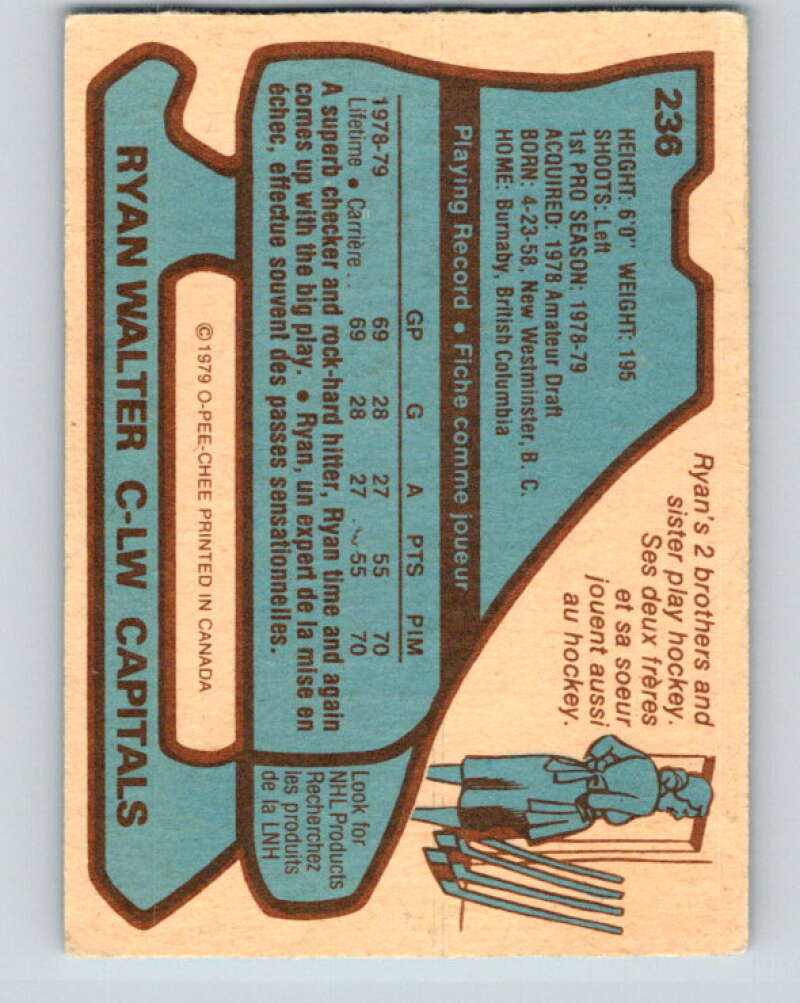 1979-80 O-Pee-Chee #236 Ryan Walter RC Rookie Washington Capitals V19016