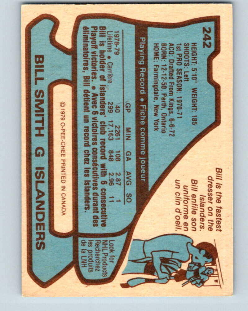 1979-80 O-Pee-Chee #242 Billy Smith New York Islanders V19070