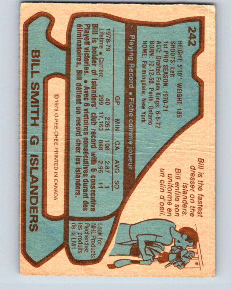 1979-80 O-Pee-Chee #242 Billy Smith New York Islanders V19071