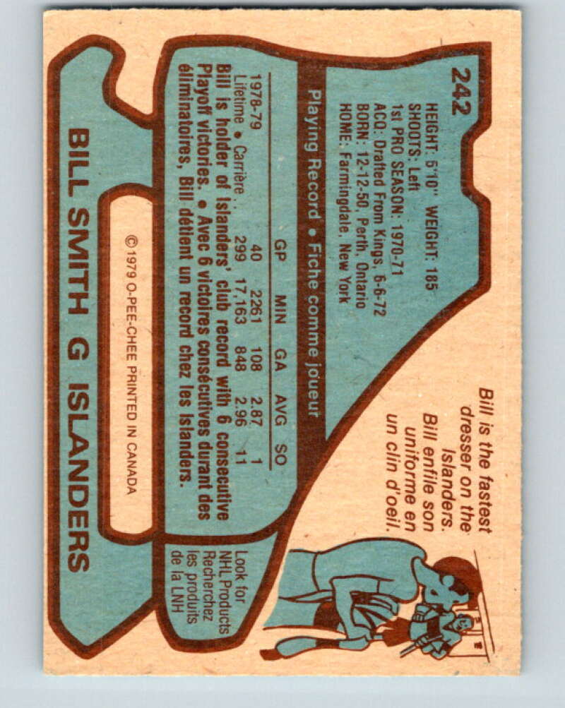 1979-80 O-Pee-Chee #242 Billy Smith New York Islanders V19075