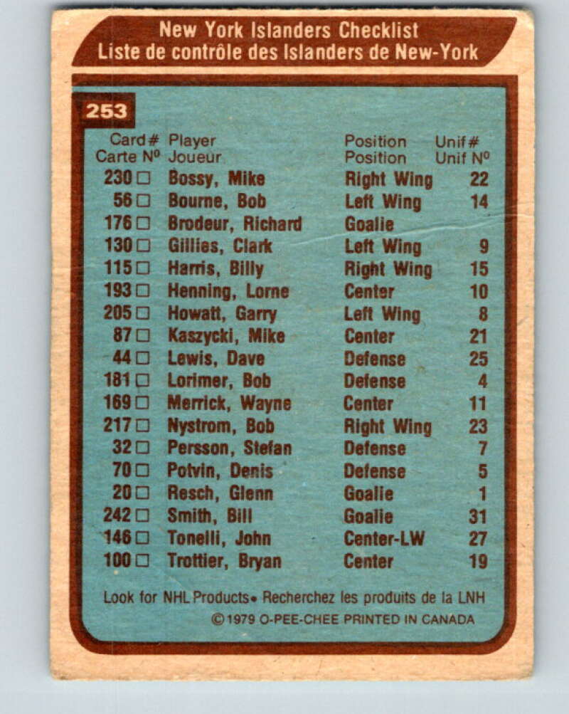 1979-80 O-Pee-Chee #253 Islanders Team CL New York Islanders V19185