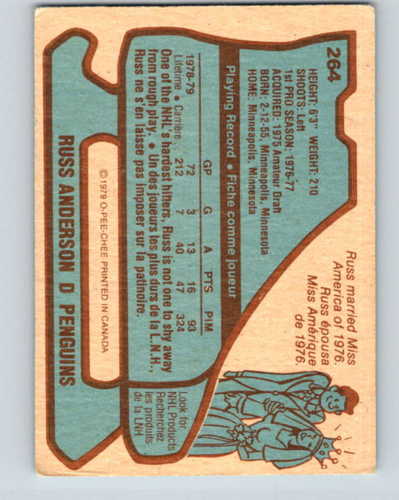 1979-80 O-Pee-Chee #264 Russ Anderson Pittsburgh Penguins V19286