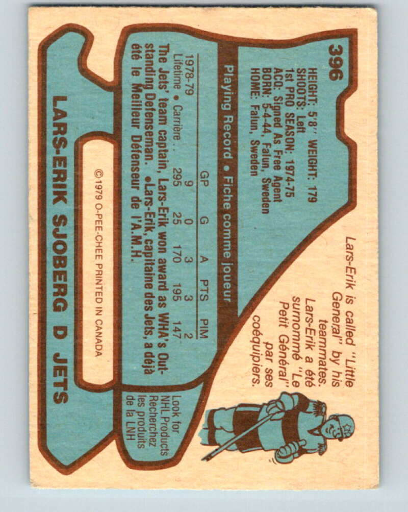 1979-80 O-Pee-Chee #396 Lars-Erik Sjoberg Winnipeg Jets V20774