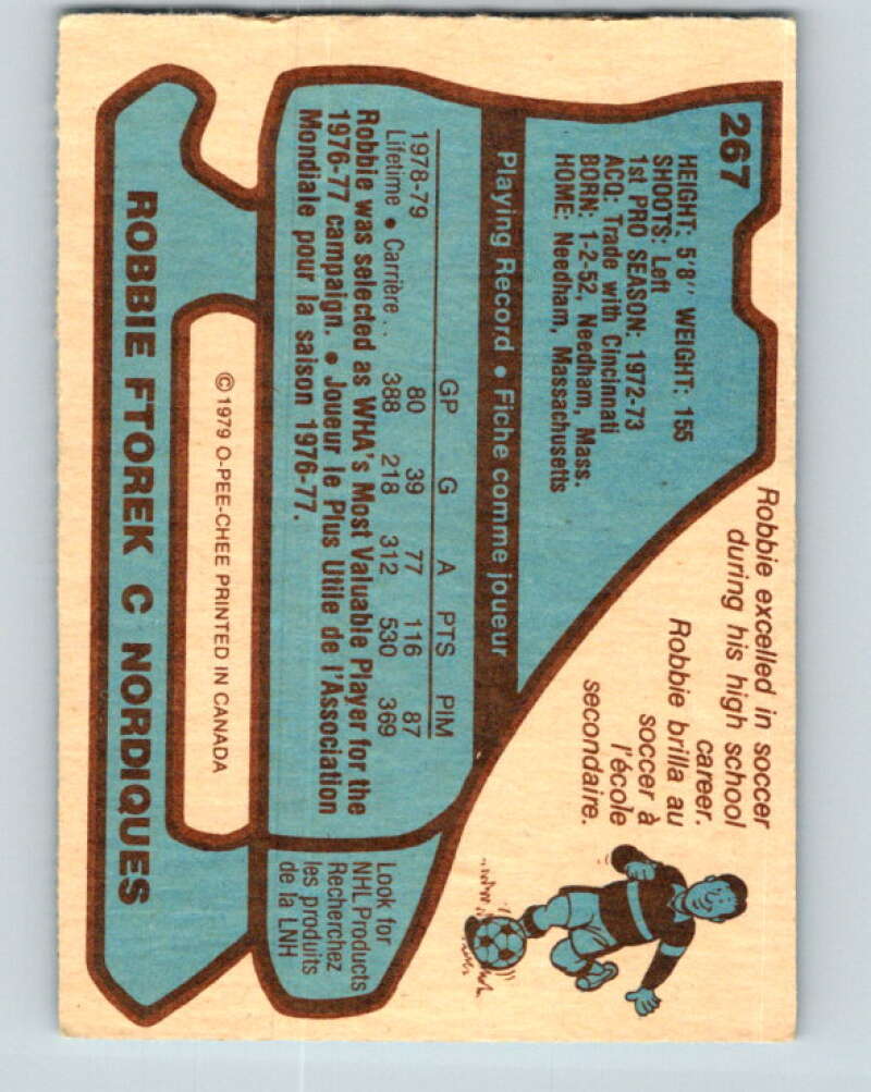 1979-80 O-Pee-Chee #267 Robbie Ftorek Quebec Nordiques V19315