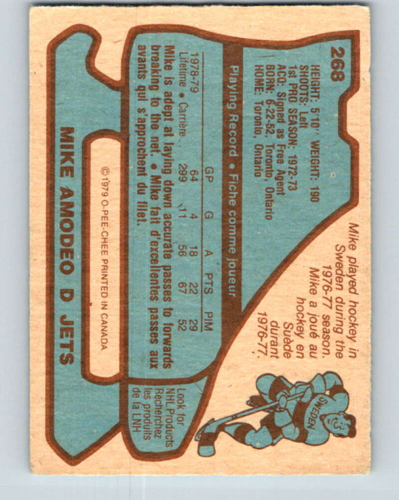 1979-80 O-Pee-Chee #268 Mike Amodeo Winnipeg Jets V19327
