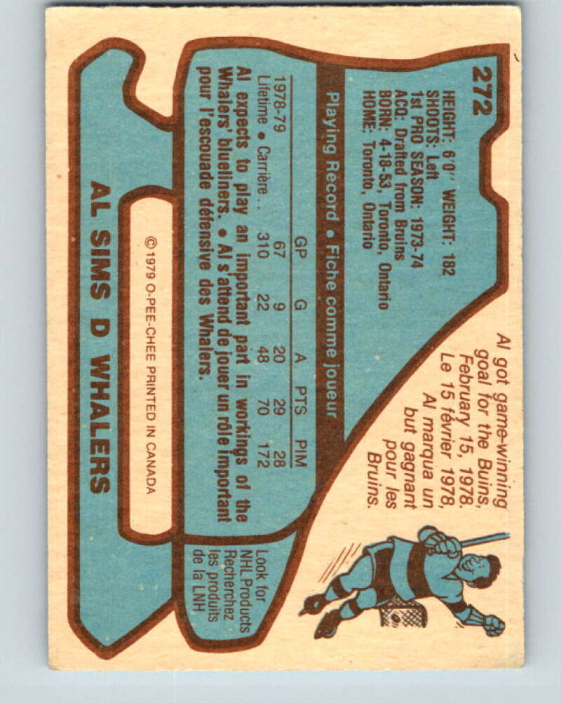1979-80 O-Pee-Chee #272 Al Sims Hartford Whalers V19348