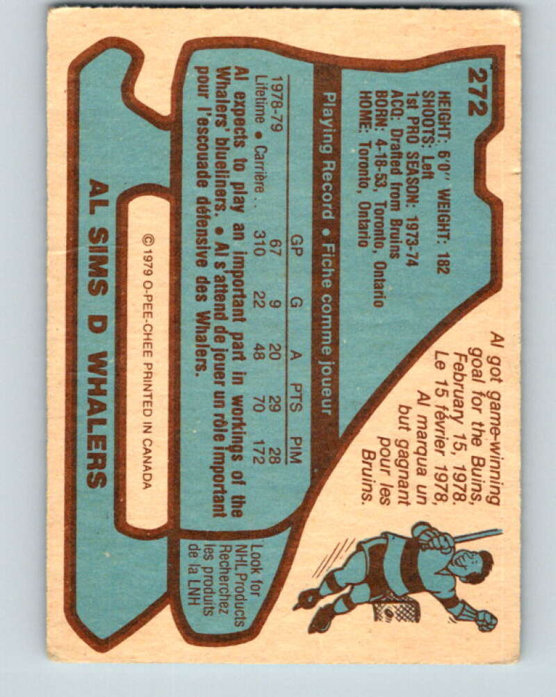 1979-80 O-Pee-Chee #272 Al Sims Hartford Whalers V19349
