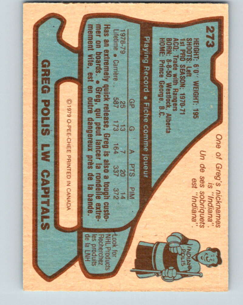 1979-80 O-Pee-Chee #273 Greg Polis Washington Capitals V19361