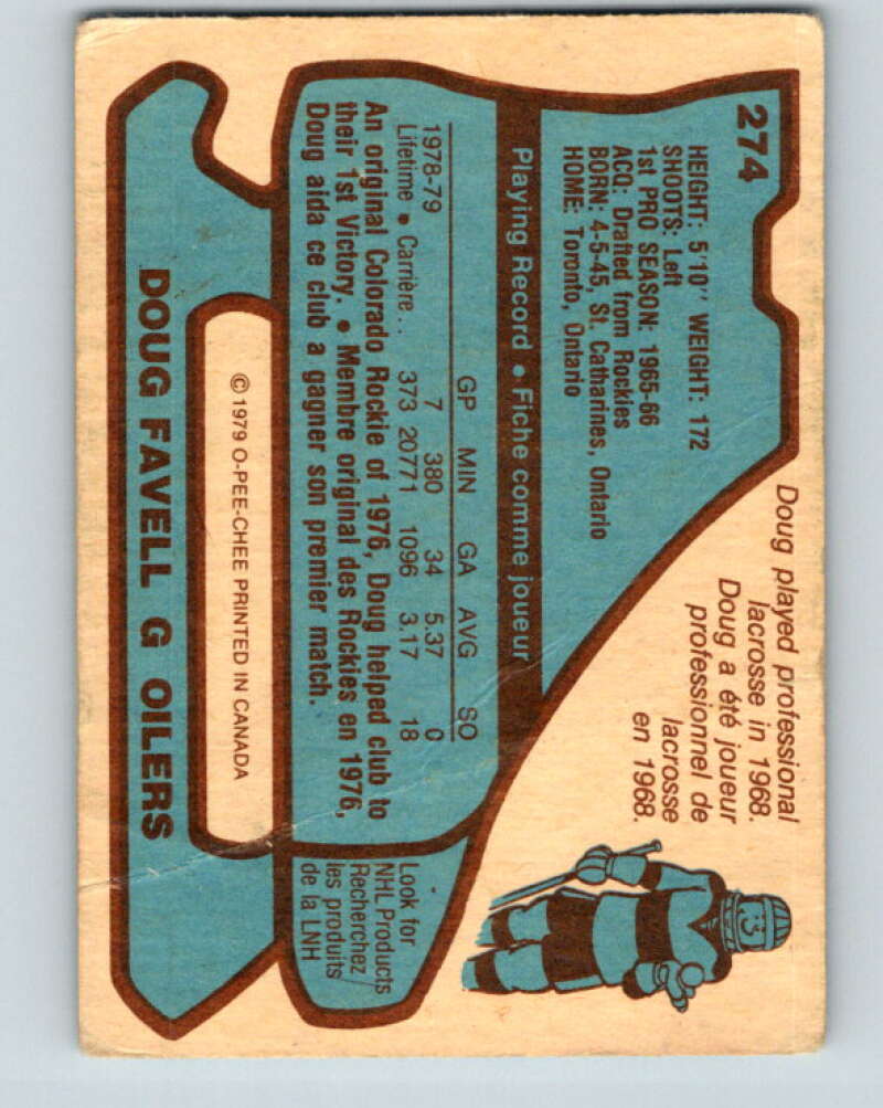 1979-80 O-Pee-Chee #274 Doug Favell Edmonton Oilers V19365
