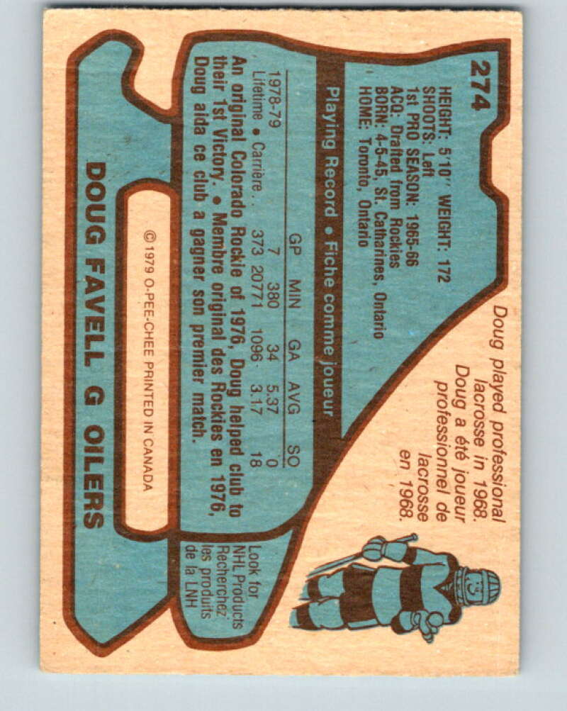 1979-80 O-Pee-Chee #274 Doug Favell Edmonton Oilers V19366