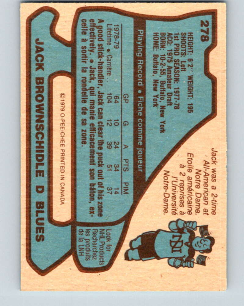 1979-80 O-Pee-Chee #278 Jack Brownschidle St. Louis Blues V19398