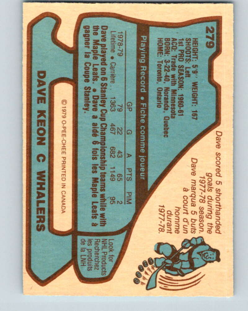 1979-80 O-Pee-Chee #279 Dave Keon Hartford Whalers V19410