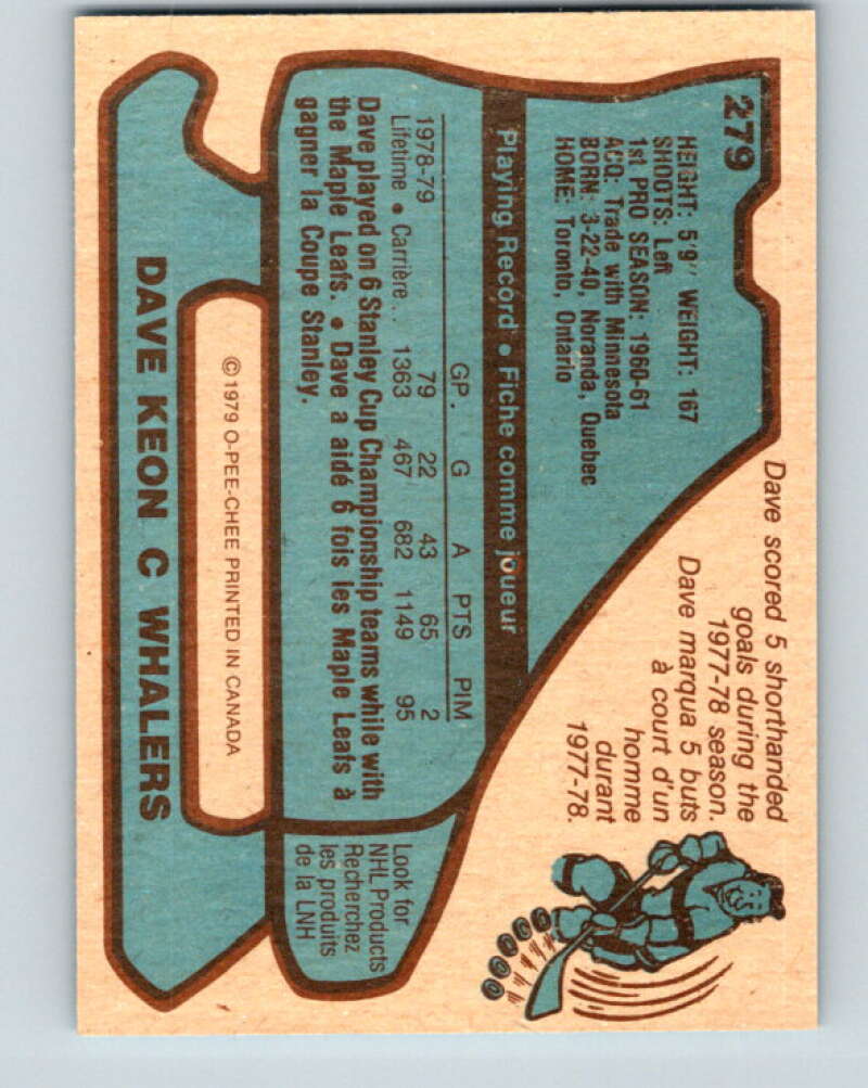 1979-80 O-Pee-Chee #279 Dave Keon Hartford Whalers V19411