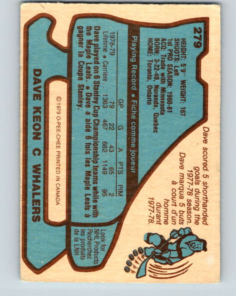 1979-80 O-Pee-Chee #279 Dave Keon Hartford Whalers V19414