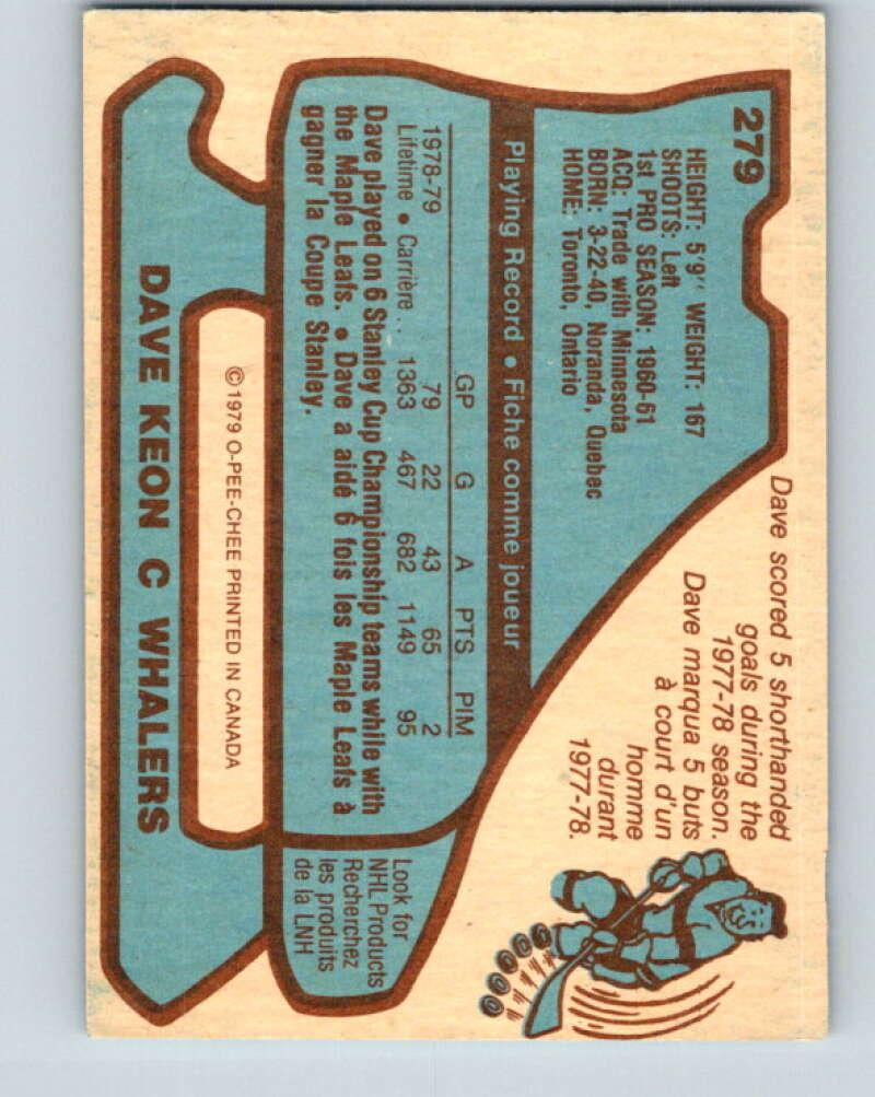 1979-80 O-Pee-Chee #279 Dave Keon Hartford Whalers V19415