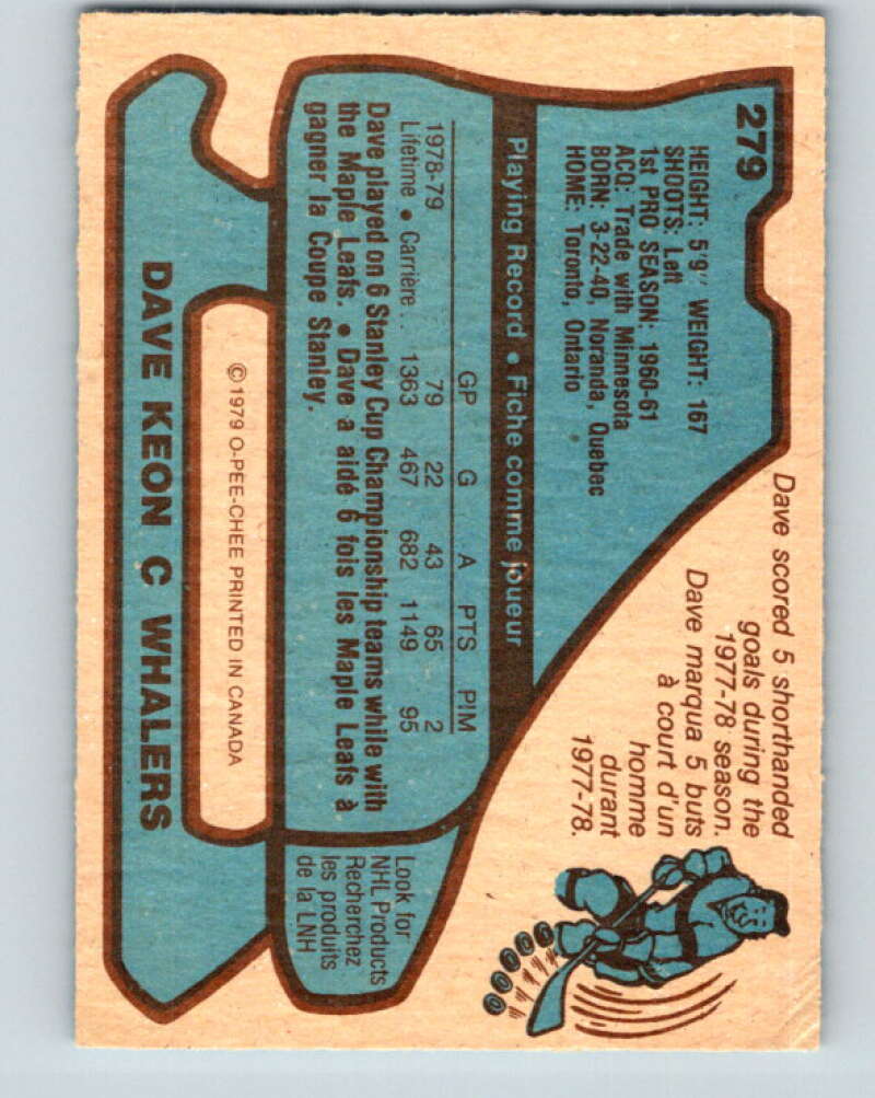 1979-80 O-Pee-Chee #279 Dave Keon Hartford Whalers V19416