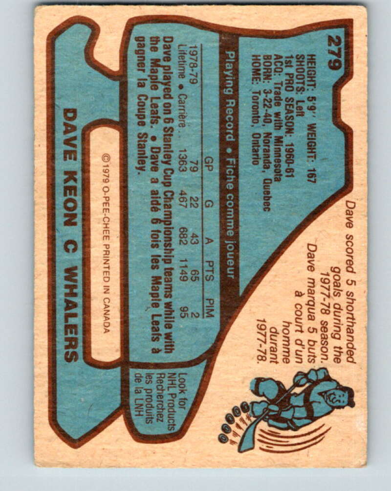 1979-80 O-Pee-Chee #279 Dave Keon Hartford Whalers V19418