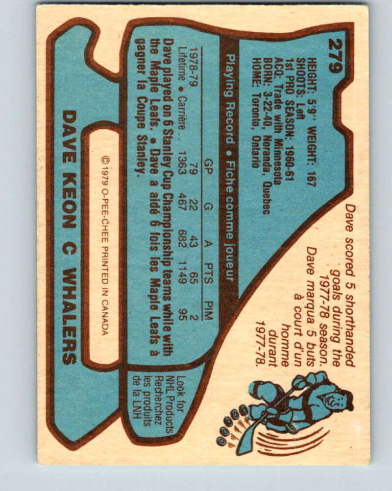 1979-80 O-Pee-Chee #279 Dave Keon Hartford Whalers V19420