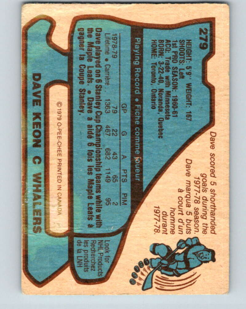 1979-80 O-Pee-Chee #279 Dave Keon Hartford Whalers V19421