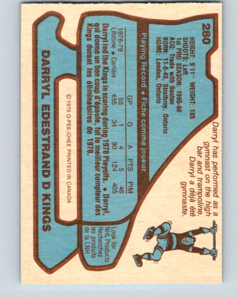 1979-80 O-Pee-Chee #280 Darryl Edestrand Los Angeles Kings V19429