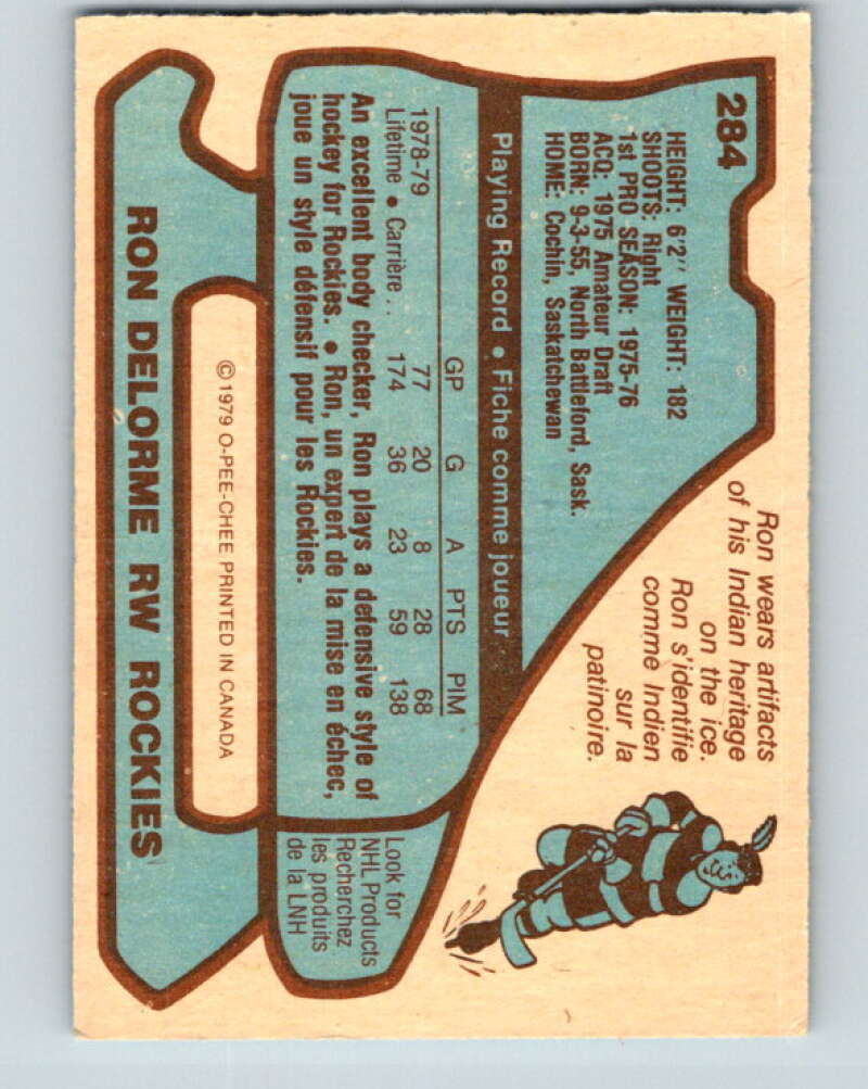 1979-80 O-Pee-Chee #284 Ron Delorme Colorado Rockies V19462