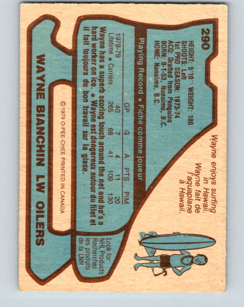 1979-80 O-Pee-Chee #290 Wayne Bianchin Edmonton Oilers V19521