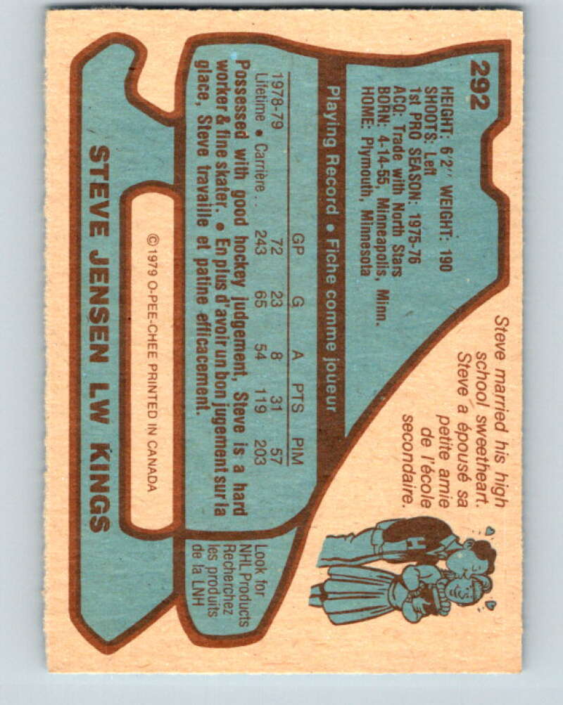 1979-80 O-Pee-Chee #292 Steve Jensen Los Angeles Kings V19539