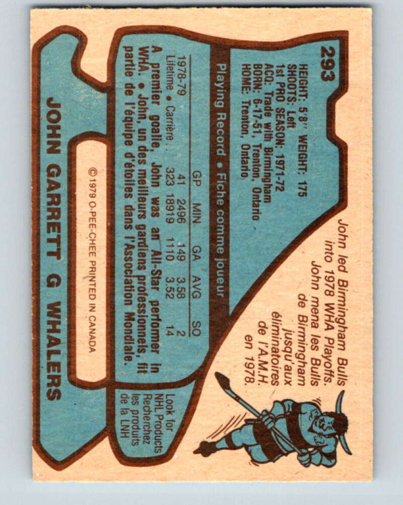 1979-80 O-Pee-Chee #293 John Garrett Hartford Whalers V19557