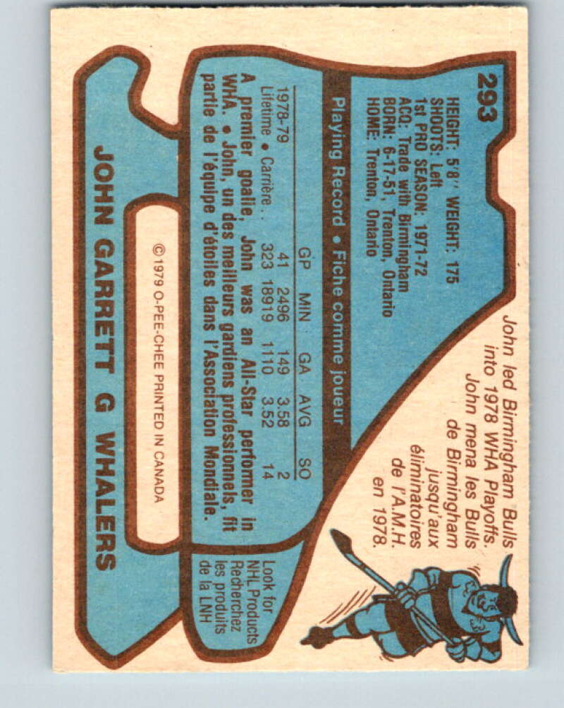 1979-80 O-Pee-Chee #293 John Garrett Hartford Whalers V19560