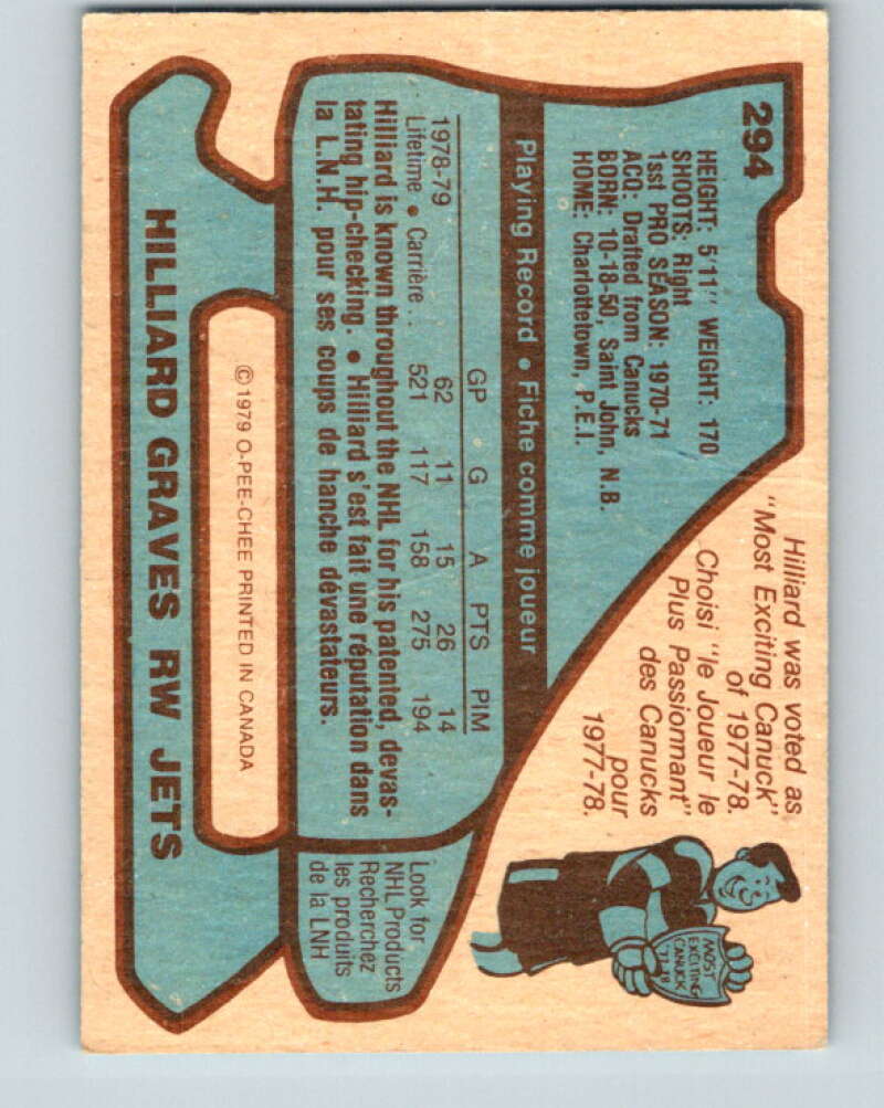1979-80 O-Pee-Chee #294 Hilliard Graves Winnipeg Jets V19567